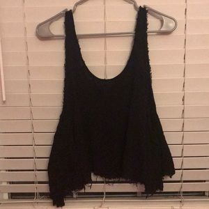 Black Free People Tank with Frayed edges